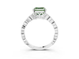 White gold Fancy Green Asscher Cut Solitaire Diamond Ring with Infinity Twist Band and Four-Prong Setting_3