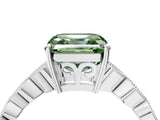 White gold Fancy Green Asscher Cut Solitaire Diamond Ring with Infinity Twist Band and Four-Prong Setting_4