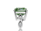 White gold Fancy Green Asscher Cut Solitaire Diamond Ring with Infinity Twist Band and Four-Prong Setting_5