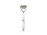 White gold Fancy Green Asscher Cut Solitaire Diamond Ring with Prong Setting and Plain Band_14