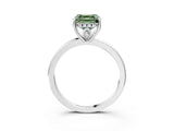 White gold Fancy Green Asscher Cut Solitaire Diamond Ring with Prong Setting and Plain Band_15