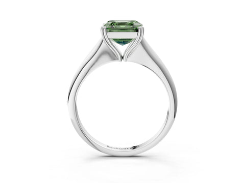 White gold Fancy Green Asscher Cut Solitaire Diamond Ring with Six-Prong Setting and Classic Band_3