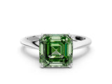 White gold Fancy Green Asscher Cut Solitaire Diamond Ring with Six-Prong Setting and Classic Band_53