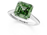 White gold Fancy Green Asscher Cut Solitaire Diamond Ring with Six-Prong Setting and Classic Band_54