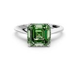 White gold Fancy Green Asscher Cut Solitaire Diamond Ring with Six-Prong Setting and Classic Band_55