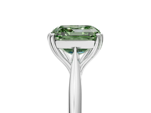 White gold Fancy Green Asscher Cut Solitaire Diamond Ring with Six-Prong Setting and Classic Band_5