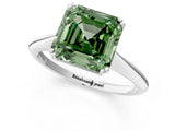 White gold Fancy Green Asscher Cut Solitaire Diamond Ring with Six-Prong Setting and Classic Band_60
