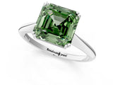 White gold Fancy Green Asscher Cut Solitaire Diamond Ring with Six-Prong Setting and Classic Band_66