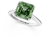 White gold Fancy Green Asscher Cut Solitaire Diamond Ring with Six-Prong Setting and Classic Band_78