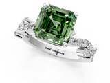 White gold Fancy Green Asscher  Cut Solitaire Diamond Twisted Band with Pave Setting_18