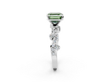 White gold Fancy Green Asscher  Cut Solitaire Diamond Twisted Band with Pave Setting_19