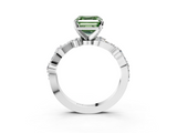 White gold Fancy Green Asscher  Cut Solitaire Diamond Twisted Band with Pave Setting_20