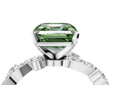 White gold Fancy Green Asscher  Cut Solitaire Diamond Twisted Band with Pave Setting_21
