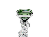 White gold Fancy Green Asscher  Cut Solitaire Diamond Twisted Band with Pave Setting_22