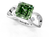 White gold Fancy Green Asscher  Cut Solitaire Diamond with Side Stones on Criss-Cross Band and Four-Prong Setting_18