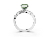 White gold Fancy Green Asscher  Cut Solitaire Diamond with Side Stones on Criss-Cross Band and Four-Prong Setting_19