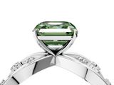 White gold Fancy Green Asscher  Cut Solitaire Diamond with Side Stones on Criss-Cross Band and Four-Prong Setting_21