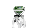 White gold Fancy Green Asscher  Cut Solitaire Diamond with Side Stones on Criss-Cross Band and Four-Prong Setting_22