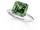 White gold Fancy Green Asscher  Cut Solitaire Engagement Ring with Four-Prong Setting and Classic Band_18
