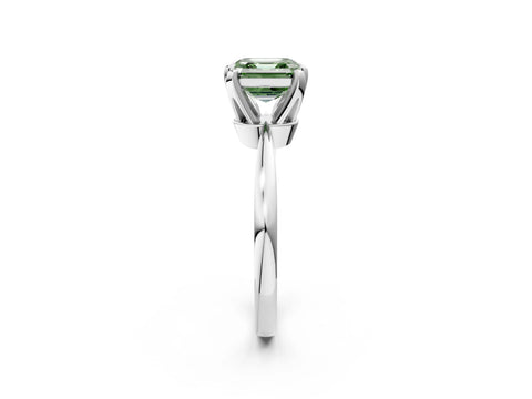 White gold Fancy Green Asscher Cut Solitaire Engagement Ring with Six-Prong Setting and Tapered Band_2