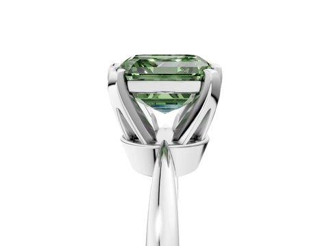 White gold Fancy Green Asscher Cut Solitaire Engagement Ring with Six-Prong Setting and Tapered Band_5