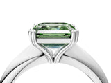 White gold Fancy Green Asscher  Cut Solitaire Engagement Ring with Tapered Band and Four-Prong Setting 4
