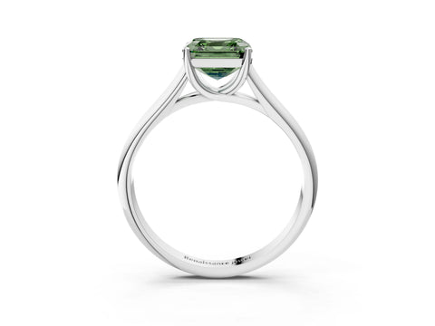 White gold Fancy Green Asscher Cut Solitaire Engagement Ring with Tapered Band and Four-Prong Setting_18