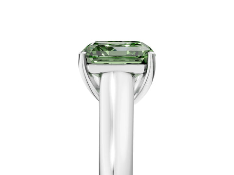 White gold Fancy Green Asscher Cut Solitaire Engagement Ring with Tapered Band and Four-Prong Setting_20
