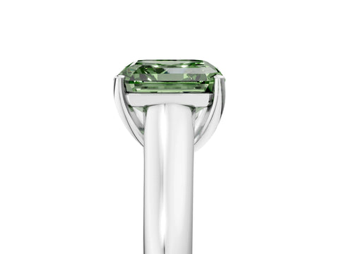 White gold Fancy Green Asscher Cut Solitaire Engagement Ring with Tapered Band and Four-Prong Setting_8
