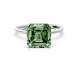 White gold Fancy Green Asscher  Cut Solitaire Engagement Ring with Thin Band and Four-Prong Setting_20