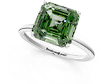 White gold Fancy Green Asscher  Cut Solitaire Engagement Ring with Thin Band and Four-Prong Setting_21