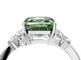 White gold Fancy Green Asscher  Cut Solitaire Floral Diamond Ring with Four-Prong Setting_10