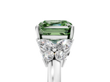 White gold Fancy Green Asscher  Cut Solitaire Floral Diamond Ring with Four-Prong Setting_15
