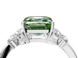 White gold Fancy Green Asscher  Cut Solitaire Floral Diamond Ring with Four-Prong Setting_4