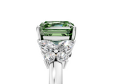 White gold Fancy Green Asscher  Cut Solitaire Floral Diamond Ring with Four-Prong Setting_5