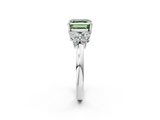 White gold Fancy Green Asscher  Cut Solitaire Floral Diamond Ring with Four-Prong Setting_8