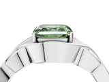 White gold Fancy Green Asscher Cut Solitaire Intertwined Band Prong Setting Ring_4