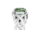 White gold Fancy Green Asscher Cut Solitaire Intertwined Band Prong Setting Ring_5