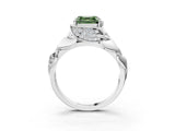 White gold Fancy Green Asscher Cut Solitaire Leaf-Inspired Engagement Ring with Prong Setting_15