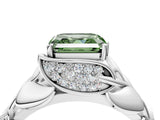 White gold Fancy Green Asscher Cut Solitaire Leaf-Inspired Engagement Ring with Prong Setting_16