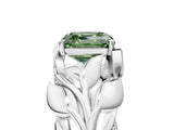 White gold Fancy Green Asscher Cut Solitaire Leaf-Inspired Engagement Ring with Prong Setting_17