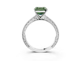 White gold Fancy Green Asscher Cut Solitaire Milgrain Engraved Band with Four-Prong Setting_15