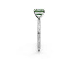 White gold Fancy Green Asscher Cut Solitaire Milgrain Engraved Band with Four-Prong Setting_2