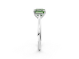 White gold Fancy Green Asscher  Cut Solitaire Ring with Cathedral Band and Four-Prong Setting_2