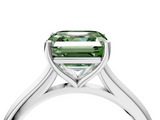 White gold Fancy Green Asscher  Cut Solitaire Ring with Cathedral Band and Four-Prong Setting_4
