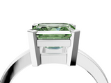 White gold Fancy Green Asscher  Cut Solitaire Ring with Four-Prong Setting and Classic Band_21