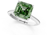 White gold Fancy Green Asscher  Cut Solitaire Ring with Four-Prong Setting on a Classic Band_1