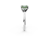 White gold Fancy Green Asscher  Cut Solitaire Ring with Four-Prong Setting on a Classic Band_2