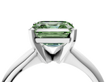 White gold Fancy Green Asscher  Cut Solitaire Ring with Four-Prong Setting on a Classic Band_4