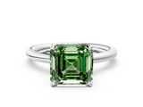 White gold Fancy Green Asscher  Cut Solitaire Ring with Thin Band and Four-Prong Setting_17